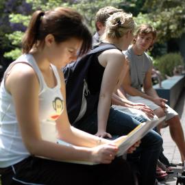 Students near Biological Sciences Building