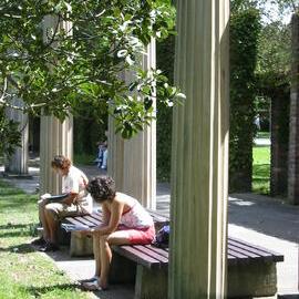 Students on Kensington Campus near Subiaco Columns