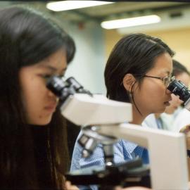 Students at Microscopes