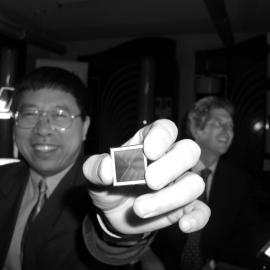 Dr Jianhua Zhao with Photovoltaics Special Research Centre Microchip 