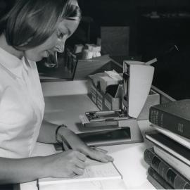 Opening of the Library - Publicity Brochure. Loans desk