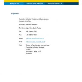2011 Australian School of Taxation and Business Law Annual Research Report