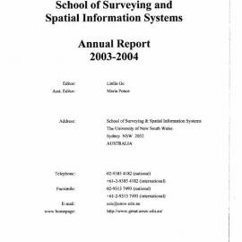 2003 - 2004 School of Surveying & Spatial Information Systems Annual Report