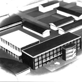 School of Metallurgy - Model showing Metallurgy Building and huts
