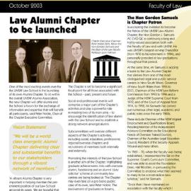 Faculty of Law - Alumni News October 2003