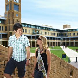 Students on Basser Steps near Quadrangle