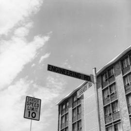Road and Direction signs at last appear on the campus.