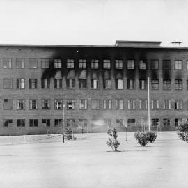 Evidence of the fire in the first major building at the University.