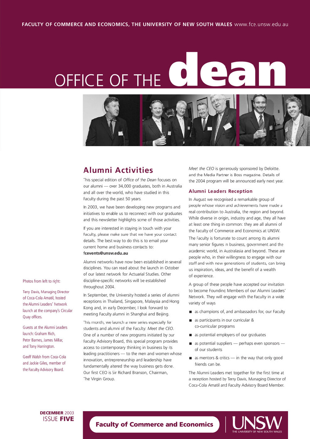 Office of the Dean Newsletter No. 5 (2003)