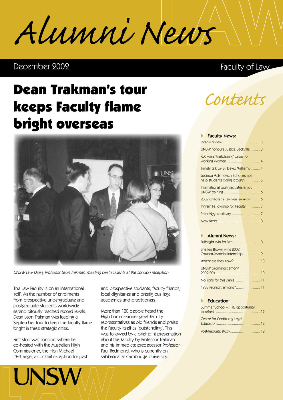Faculty of Law - Alumni News December 2002